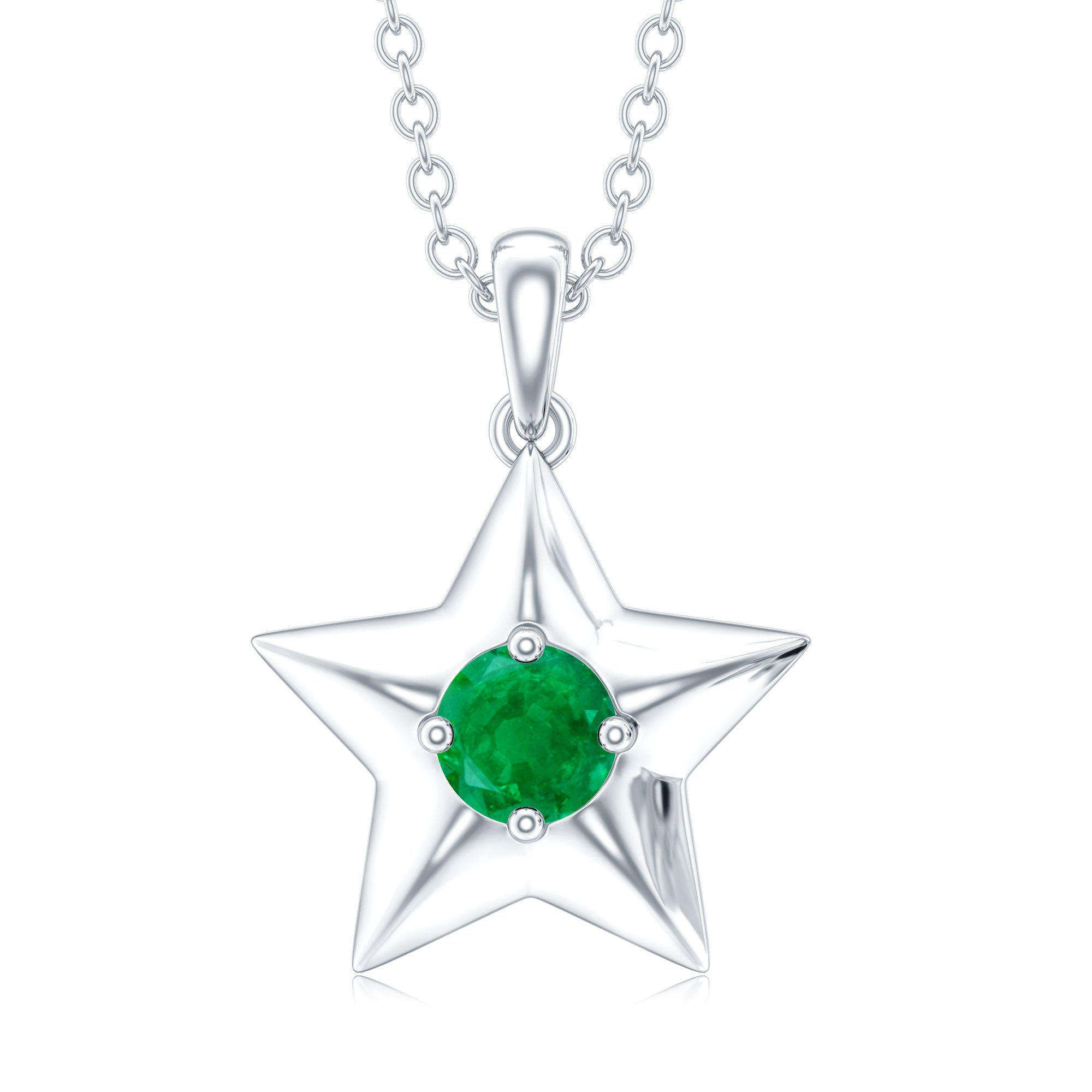 Natural Half Carat Emerald Star Pendant Necklace for Women