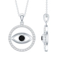 Black Spinel Evil Eye Pendant with Diamond Eternity