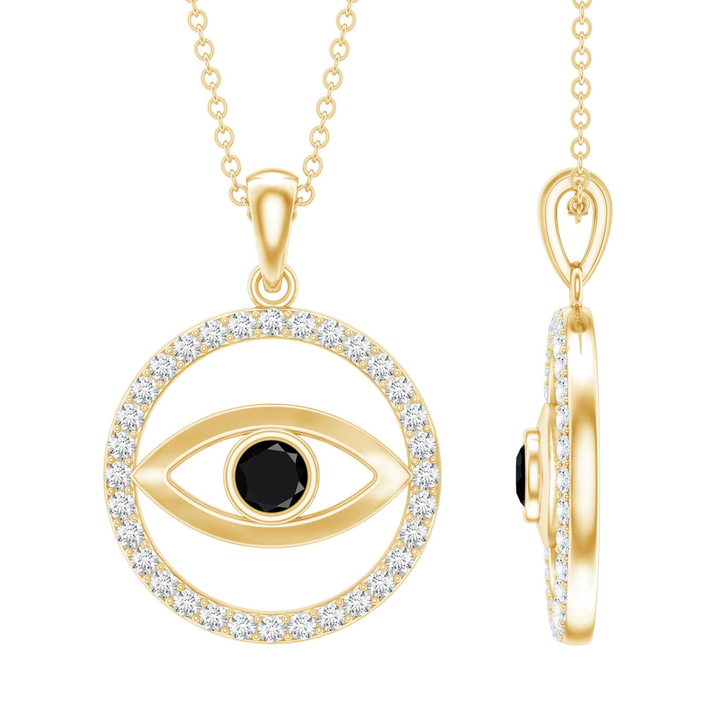 Black Spinel Evil Eye Pendant with Diamond Eternity
