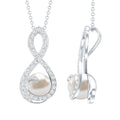 Designer Freshwater Pearl and Moissanite Infinity Necklace With Chain