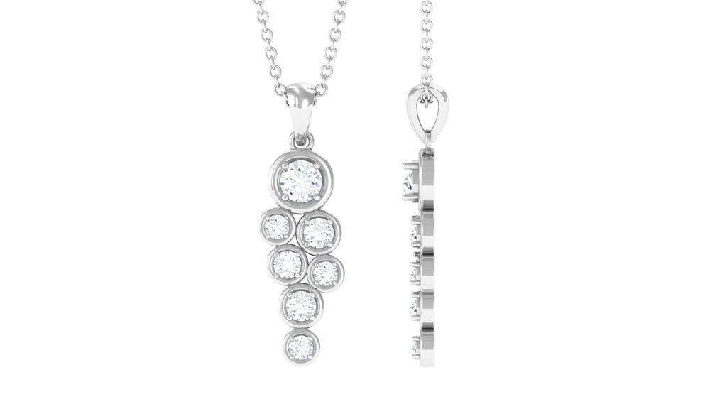 Certified Moissanite Cluster Dangle Pendant in Bezel Setting