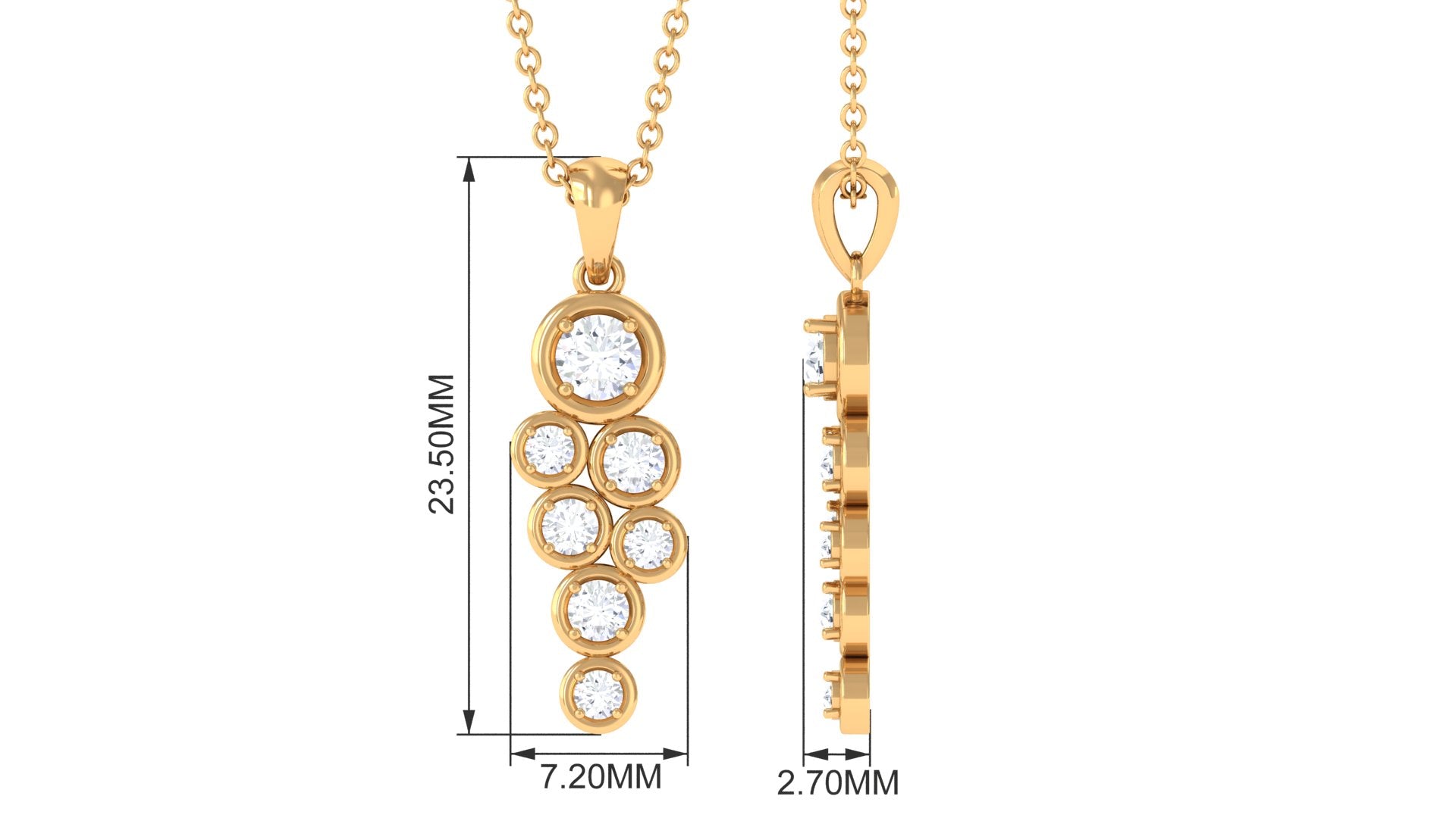 Certified Moissanite Cluster Dangle Pendant in Bezel Setting