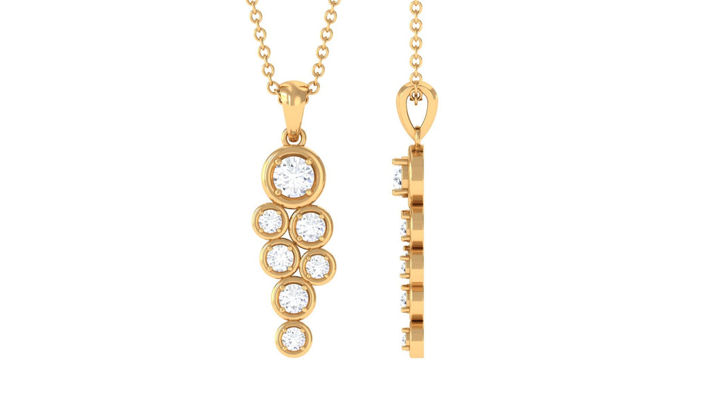 Certified Moissanite Cluster Dangle Pendant in Bezel Setting