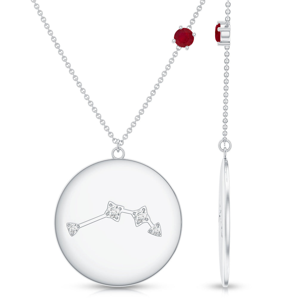 Genuine Ruby and Diamond Cancer Constellation Necklace