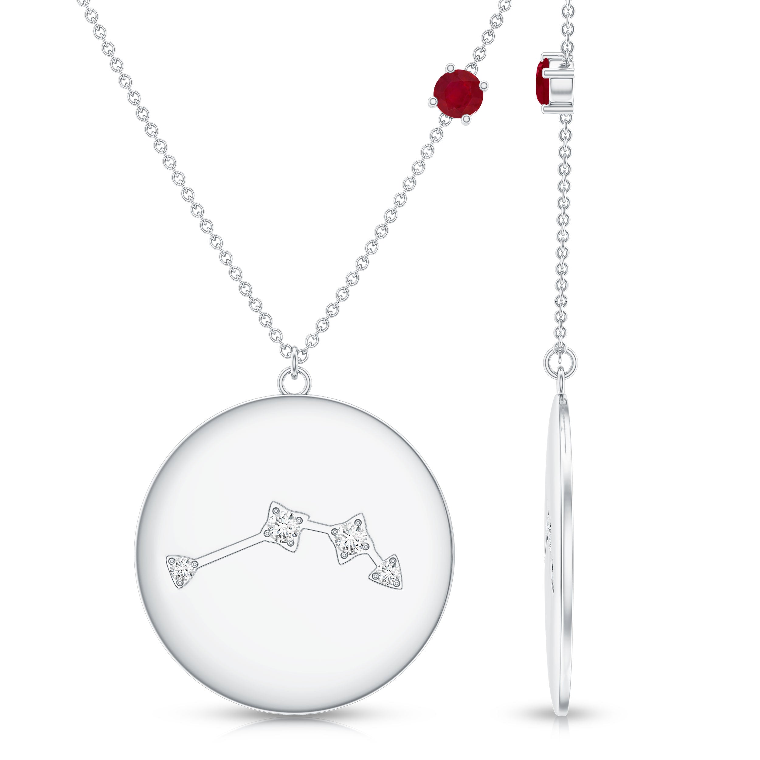 Genuine Ruby and Diamond Cancer Constellation Necklace