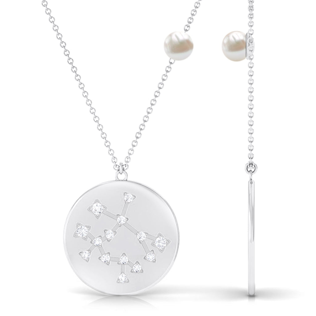 Freshwater Pearl and Diamond Zodiac Gemini Necklace