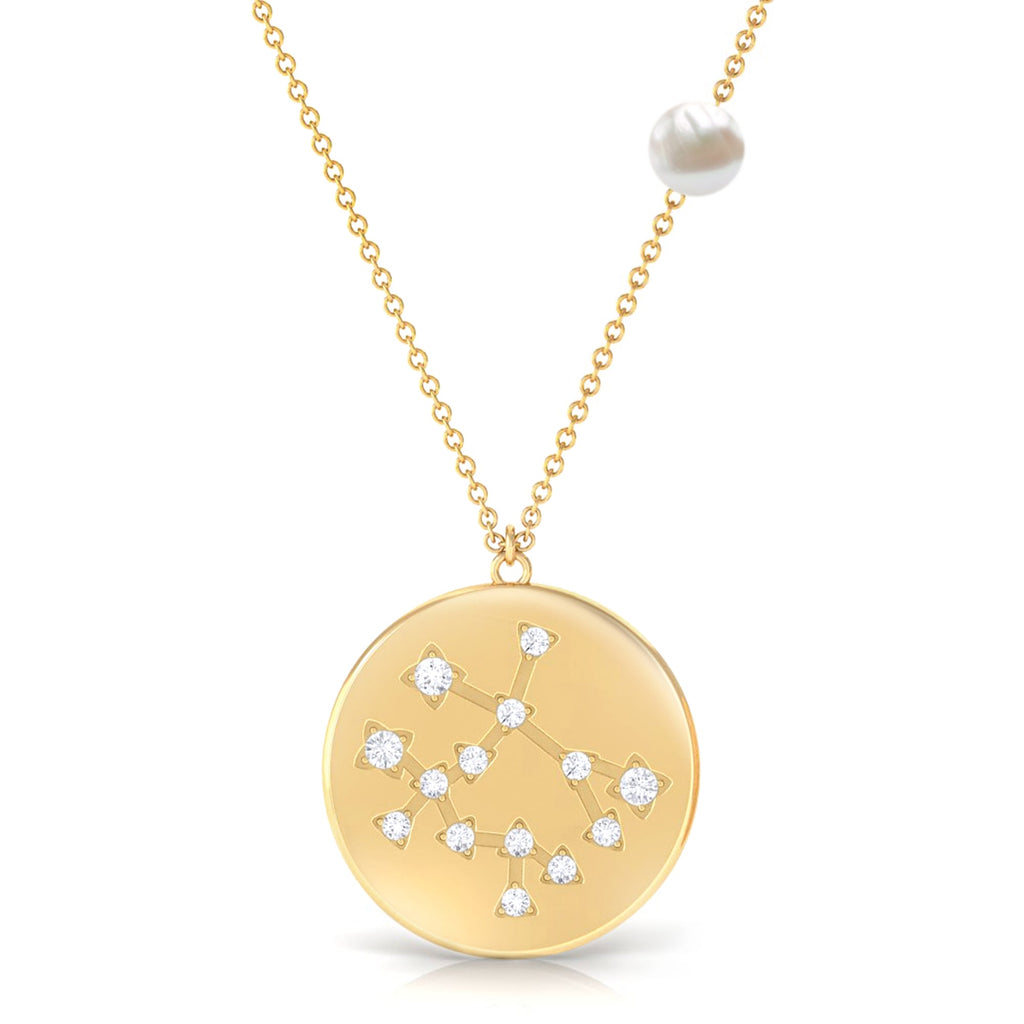 Freshwater Pearl and Diamond Zodiac Gemini Necklace