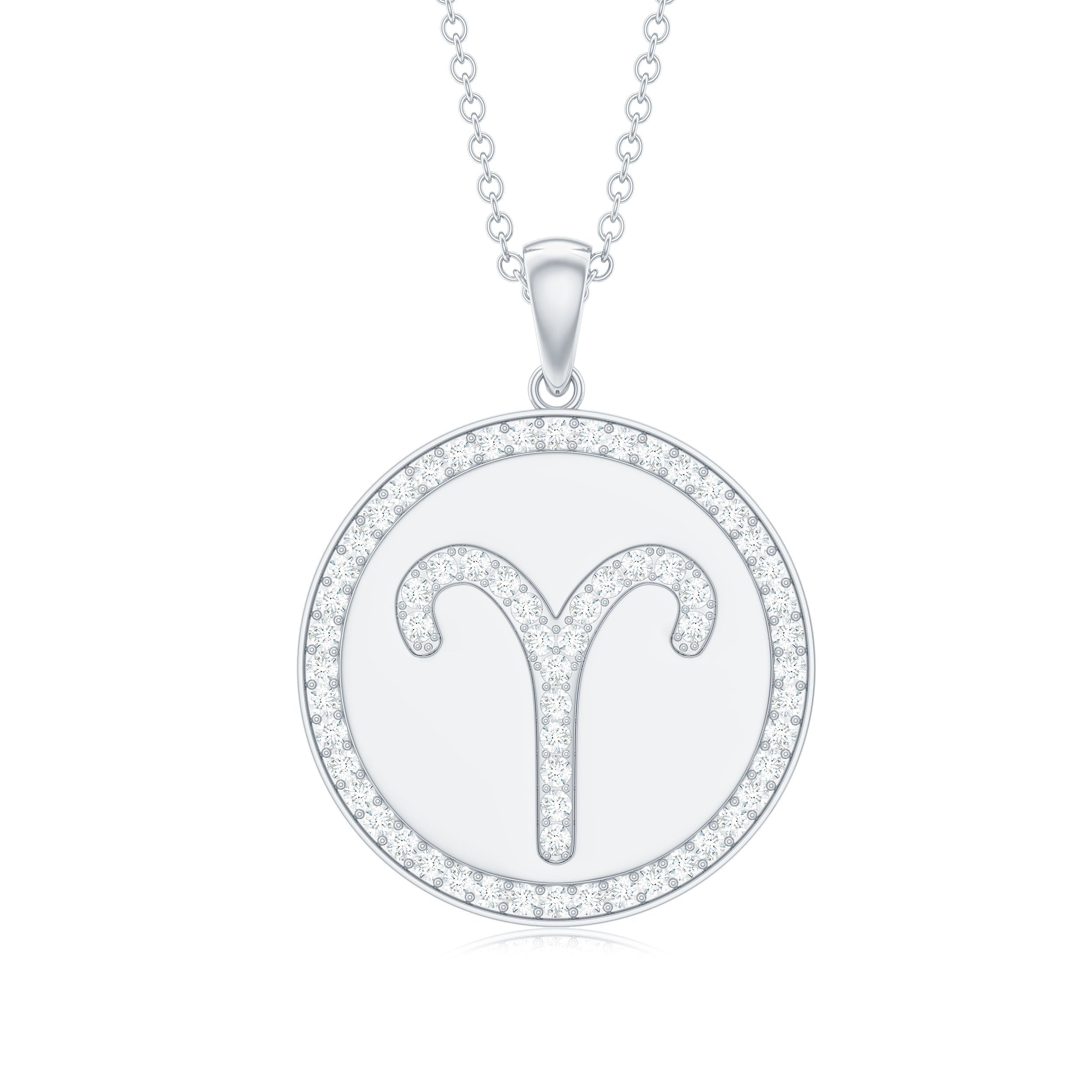 Certified Moissanite Aries Zodiac Disc Pendant