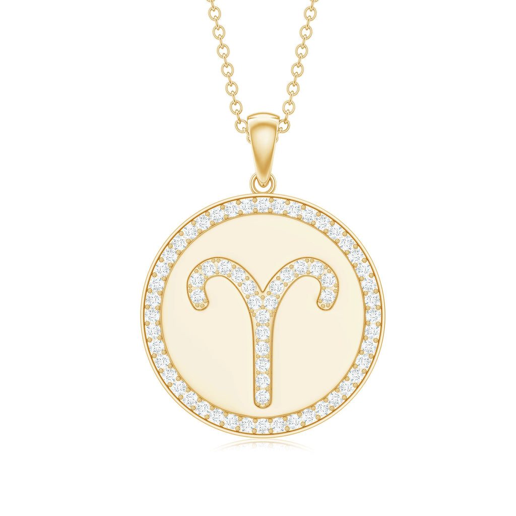 Certified Moissanite Aries Zodiac Disc Pendant