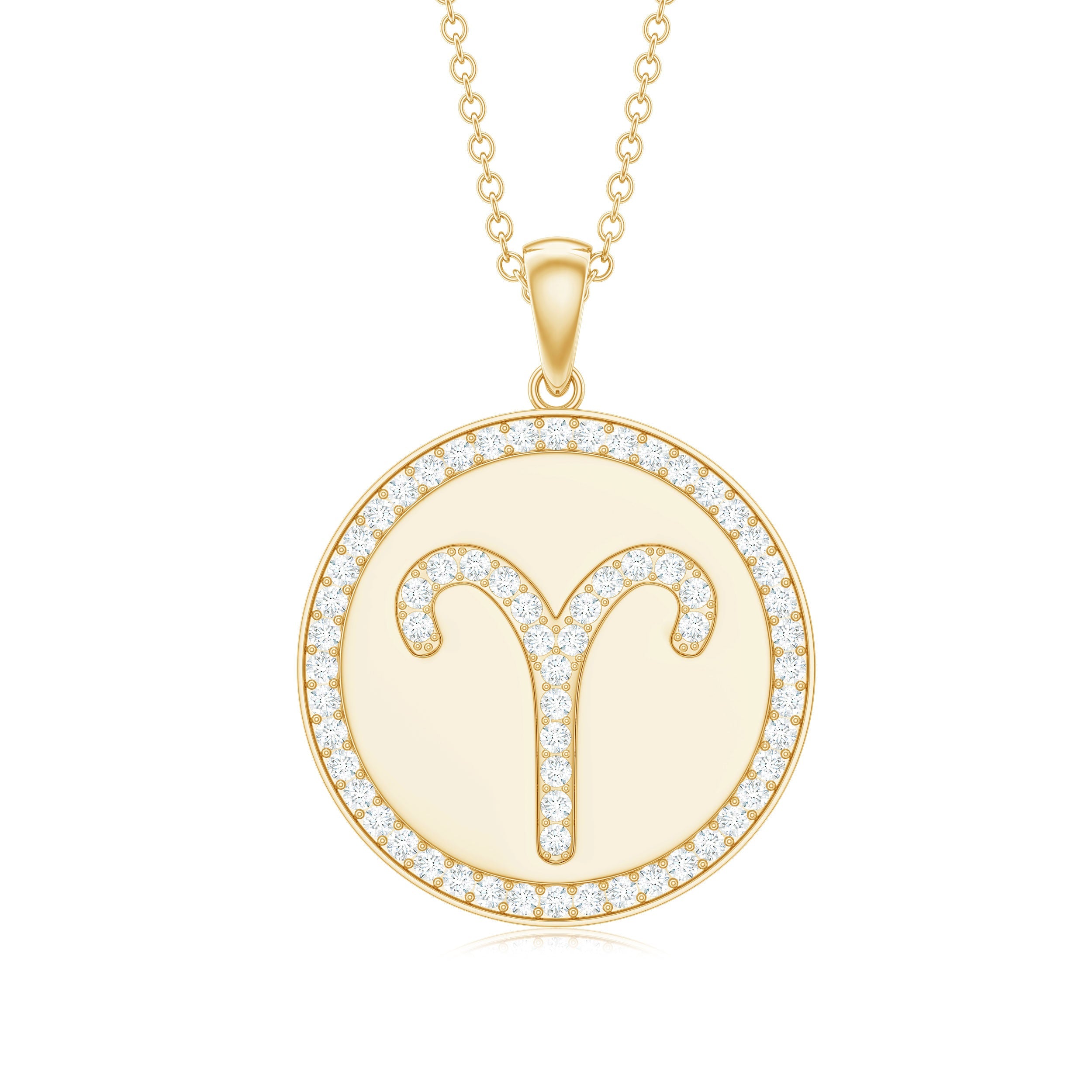 Certified Moissanite Aries Zodiac Disc Pendant