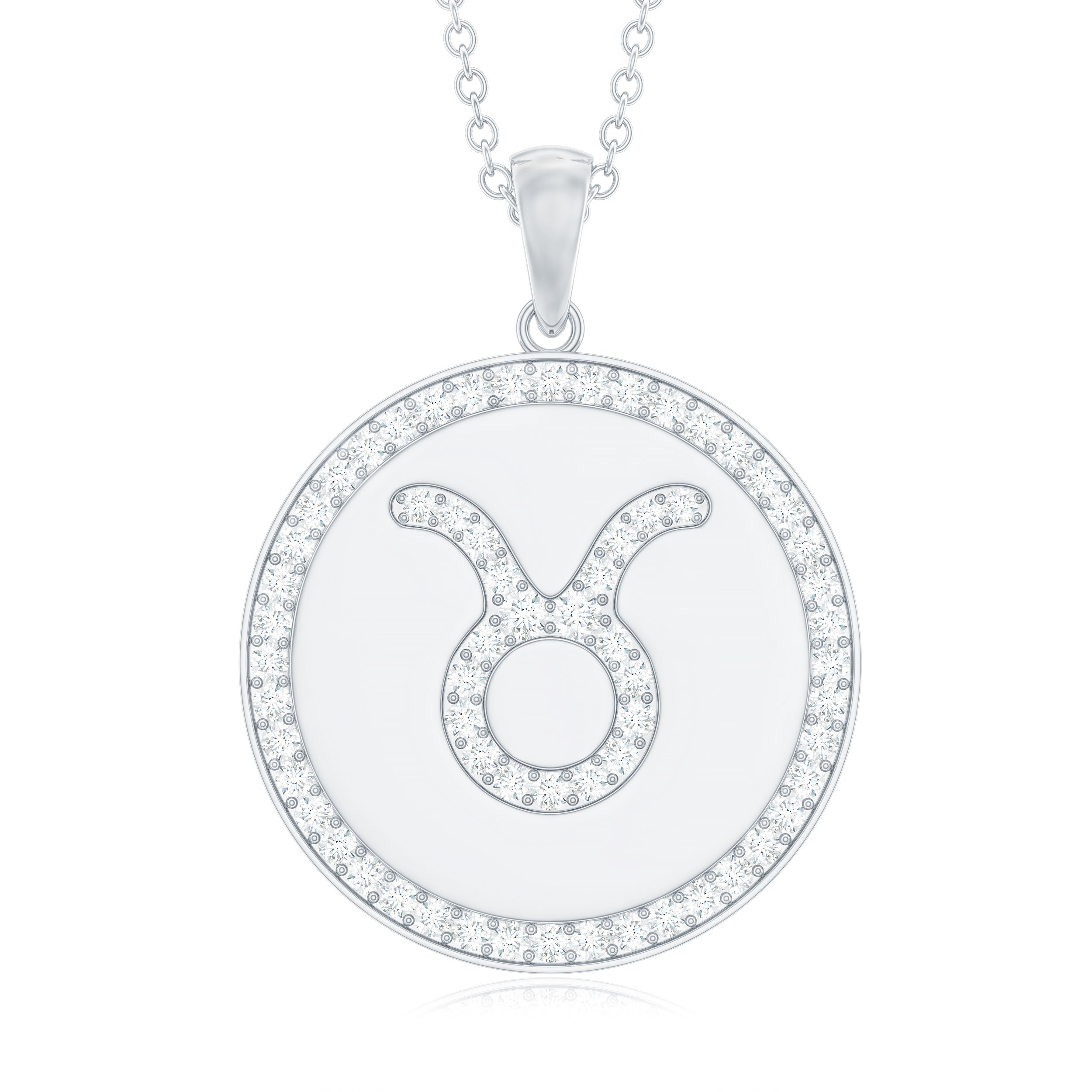 Certified Moissanite Taurus Zodiac Coin Necklace Pendant