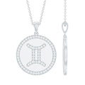 Gemini Zodiac Sign Pendant with Pave Set Moissanite