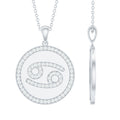 Pave Set Moissanite and Disc Cancer Sign Necklace