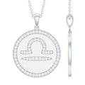 Certified Moissanite and Disc Libra Zodiac Pendant