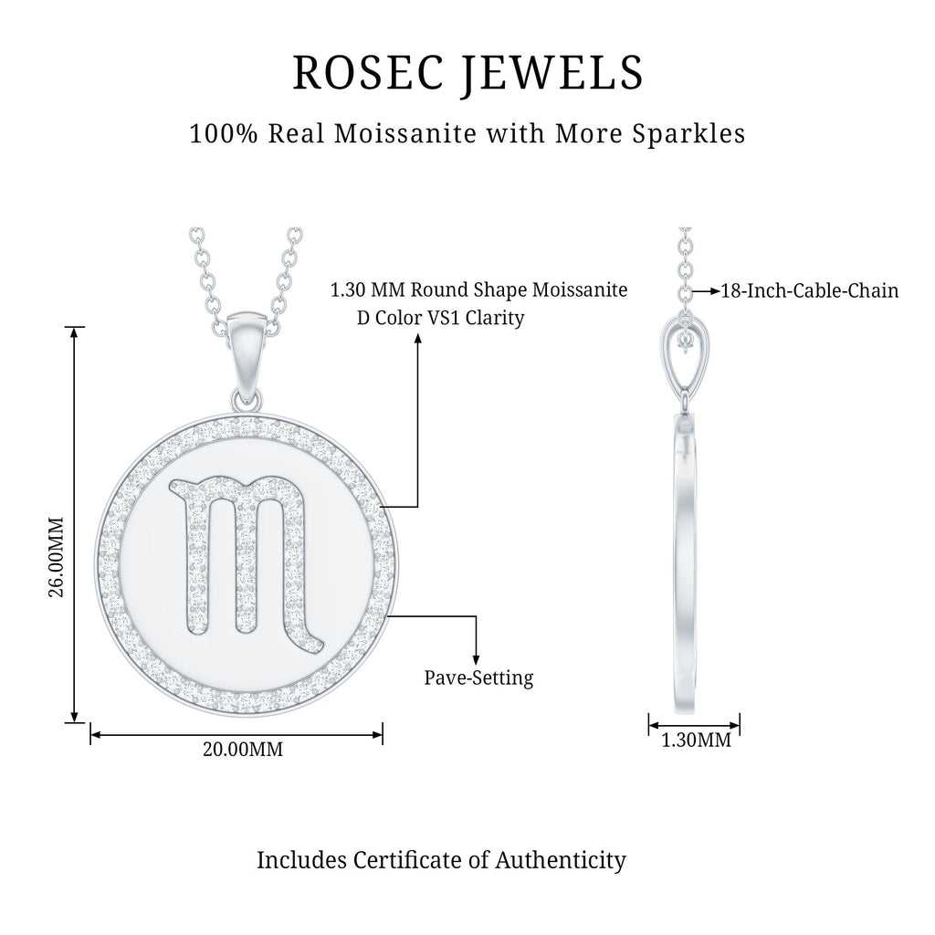 Certified Moissanite Scorpio Zodiac Pendant for Women