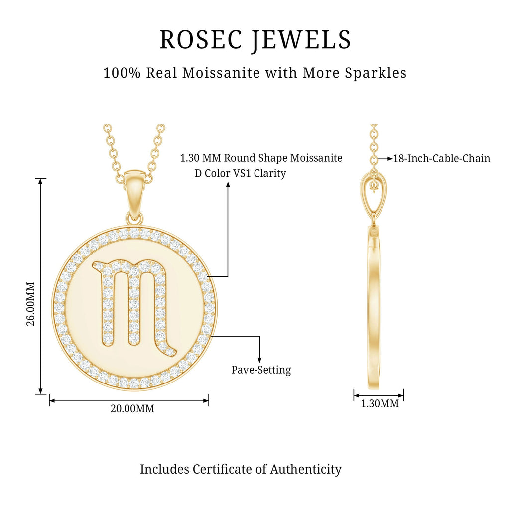Certified Moissanite Scorpio Zodiac Pendant for Women