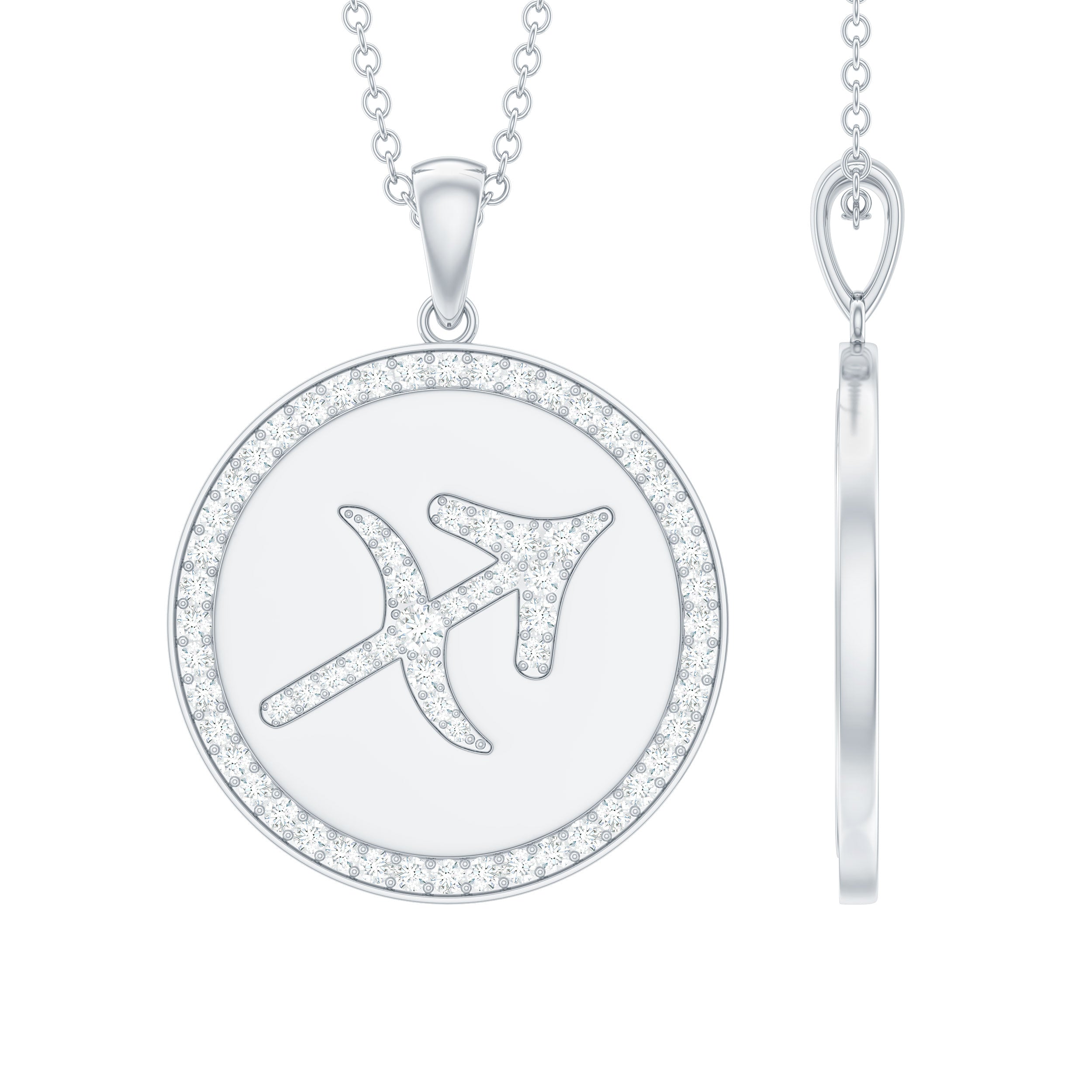 Moissanite and Disc Sagittarius Zodiac Sign Pendant