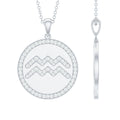 Moissanite Disc Aquarius Zodiac Pendant Necklace for Women