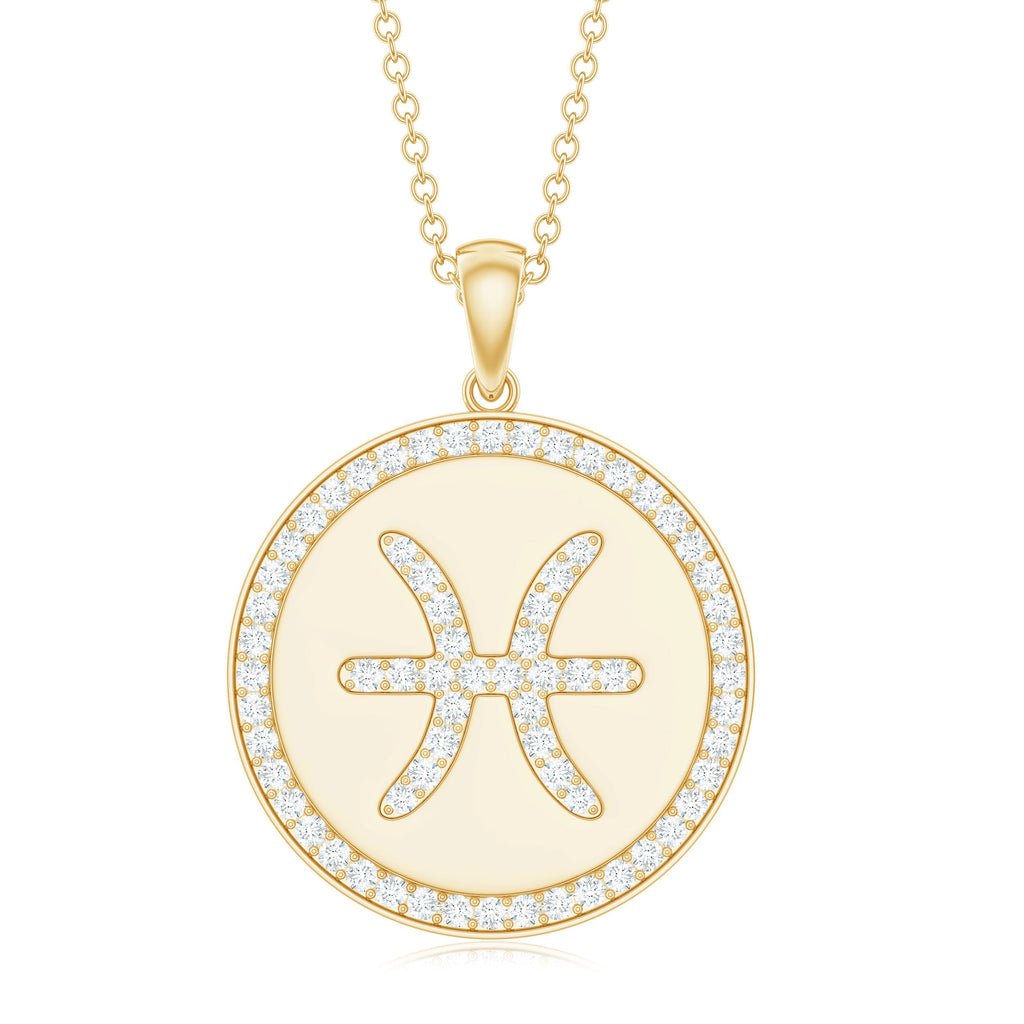 Certified Moissanite Pisces Zodiac Pendant with Disc