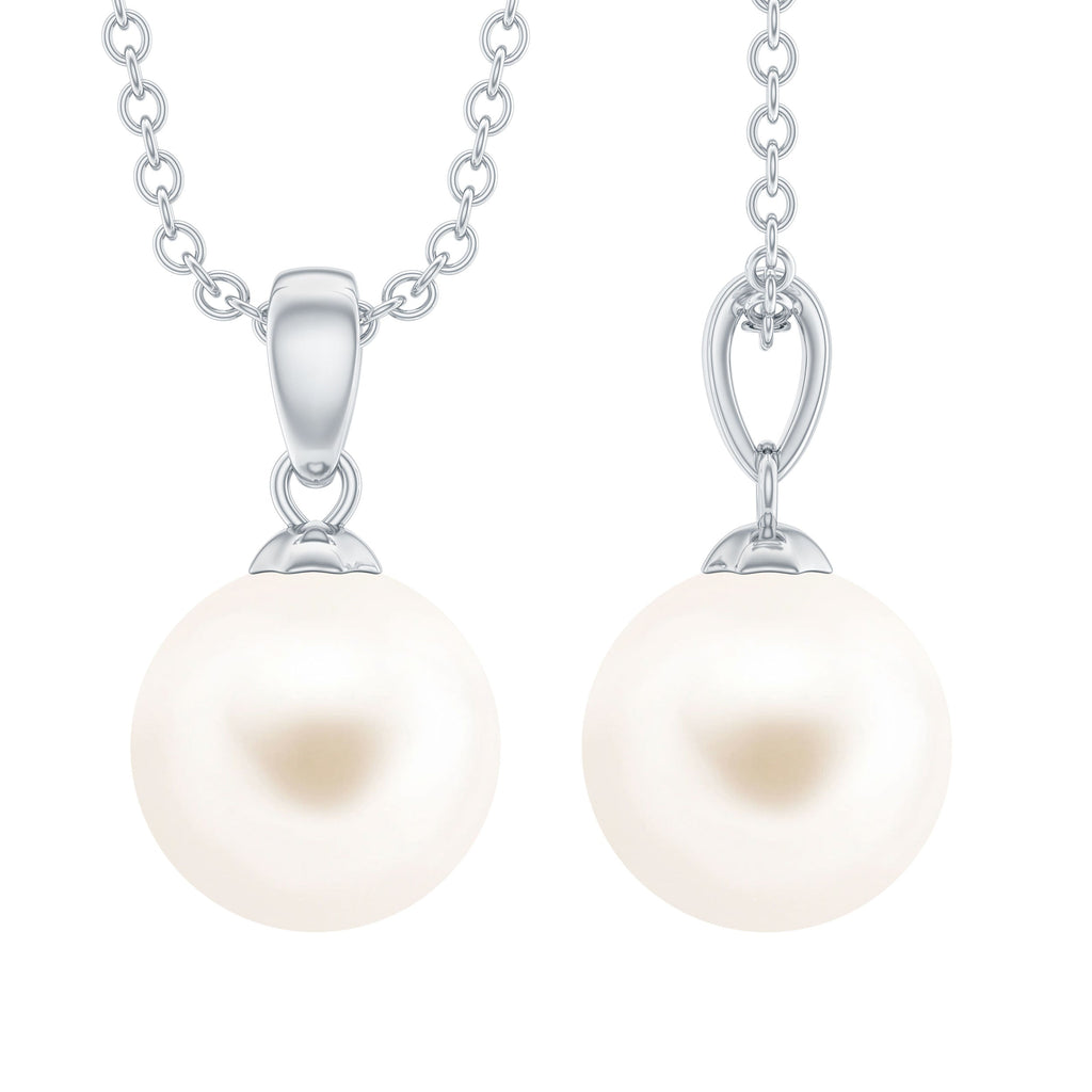 Natural 7.4 Carat Freshwater Pearl Solitaire Drop Necklace With Chain