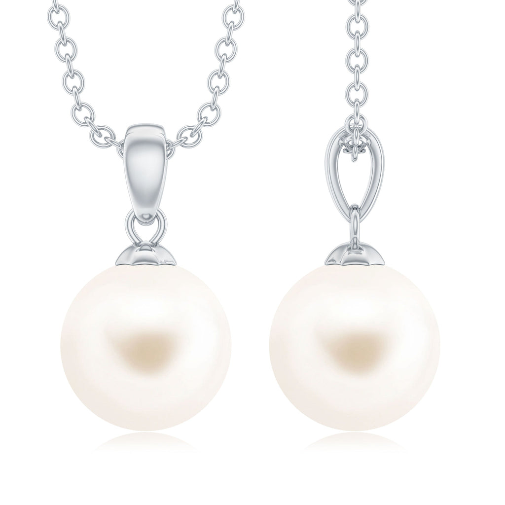 Natural 7.4 Carat Freshwater Pearl Solitaire Drop Necklace With Chain