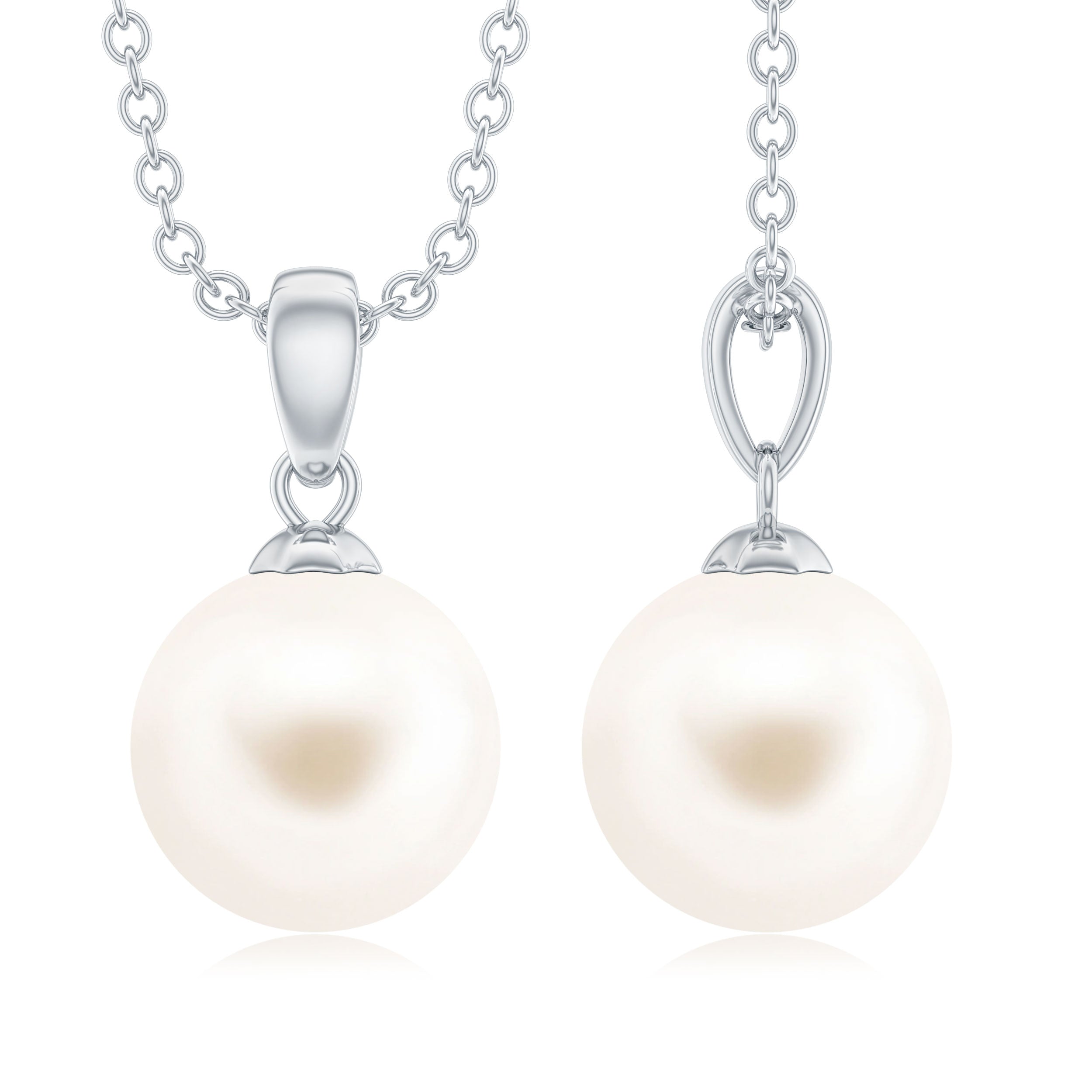 Natural 7.4 Carat Freshwater Pearl Solitaire Drop Necklace With Chain