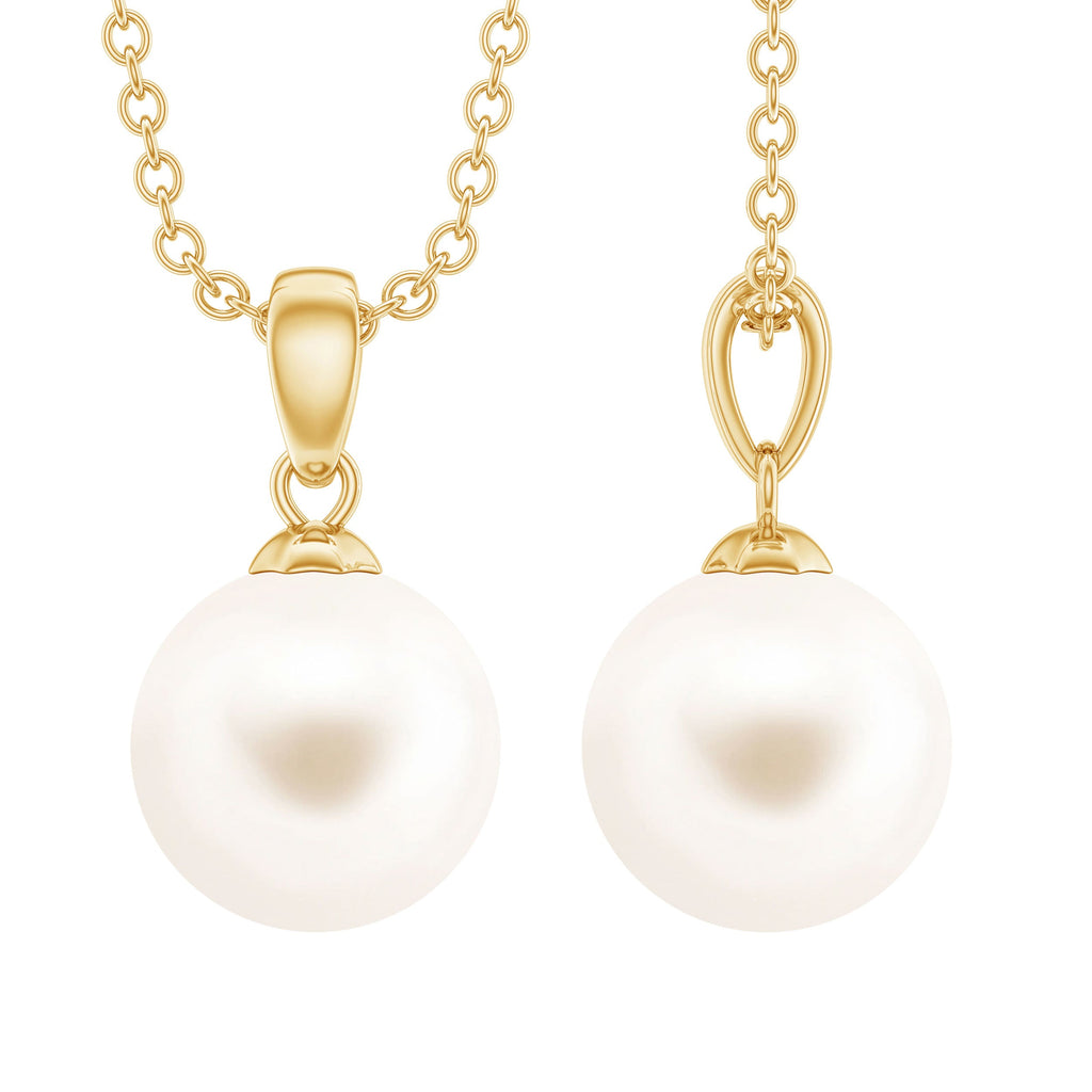 Natural 7.4 Carat Freshwater Pearl Solitaire Drop Necklace With Chain