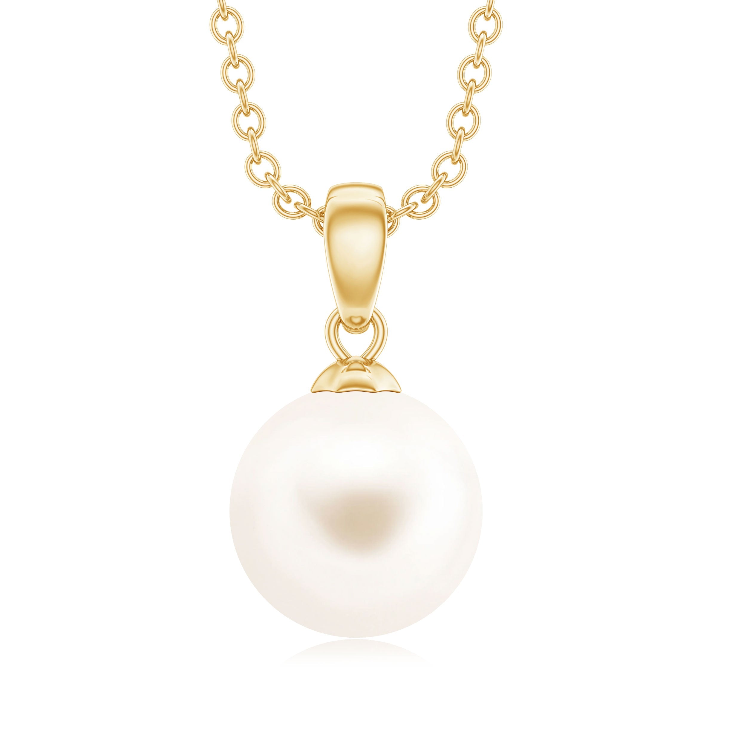 Natural 7.4 Carat Freshwater Pearl Solitaire Drop Necklace With Chain