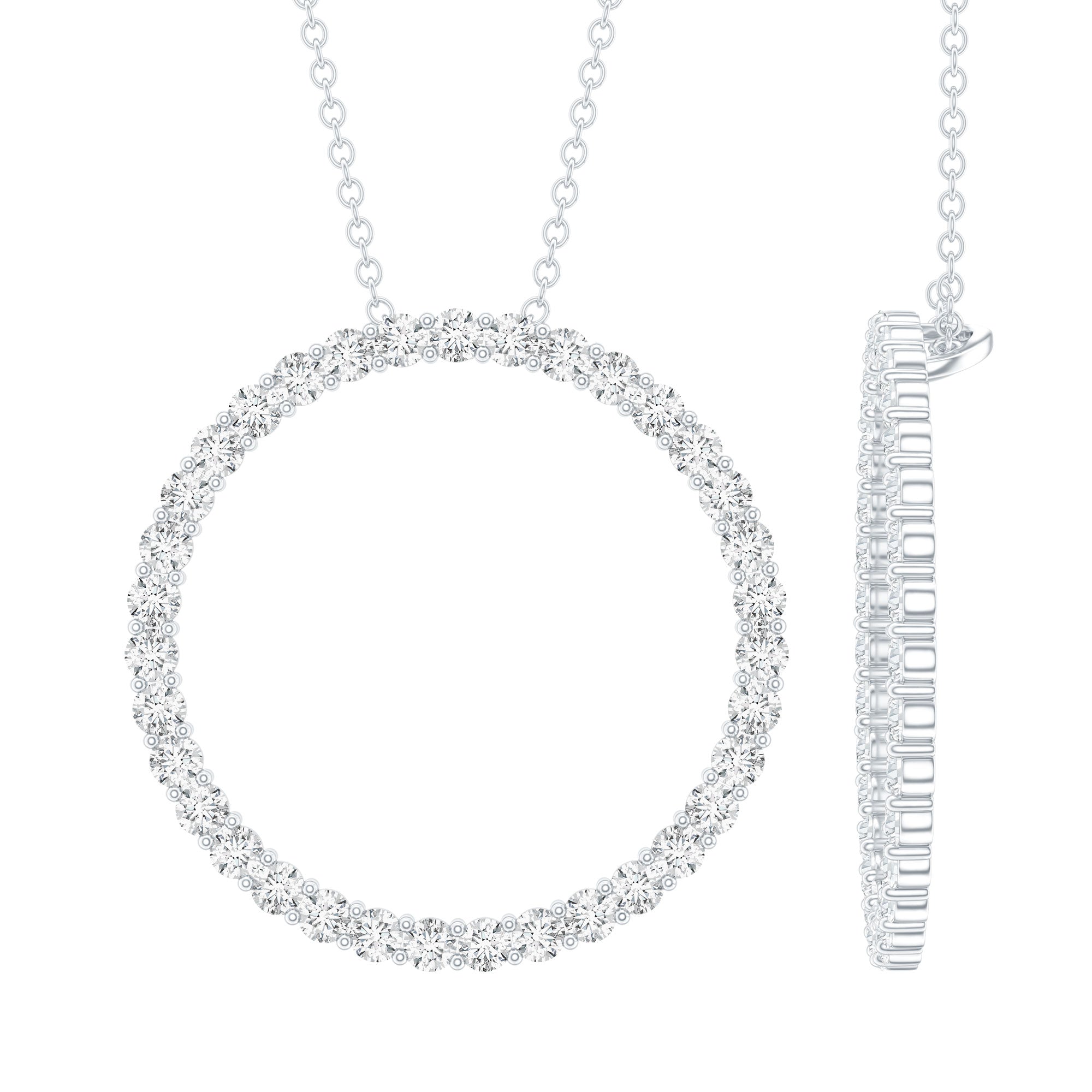 Certified Moissanite Eternity Necklace with Chain