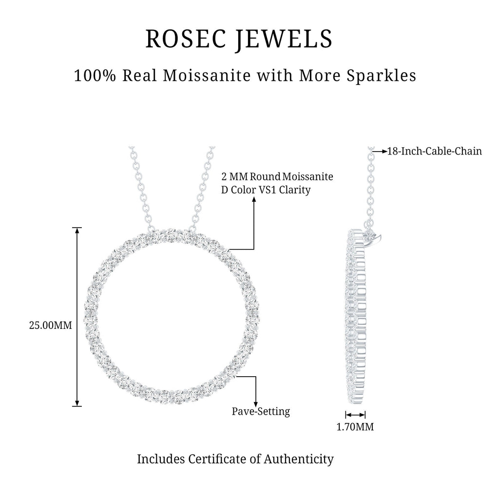Certified Moissanite Eternity Necklace with Chain