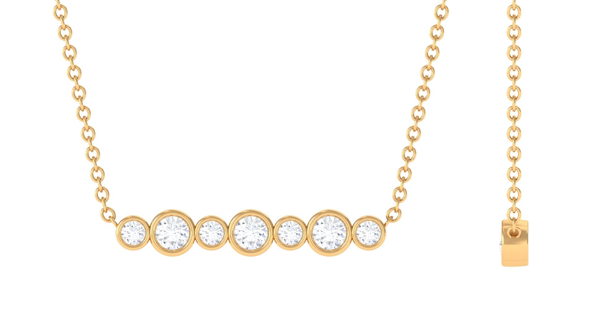 Bezel Set Natural Diamond Horizontal Bar Necklace