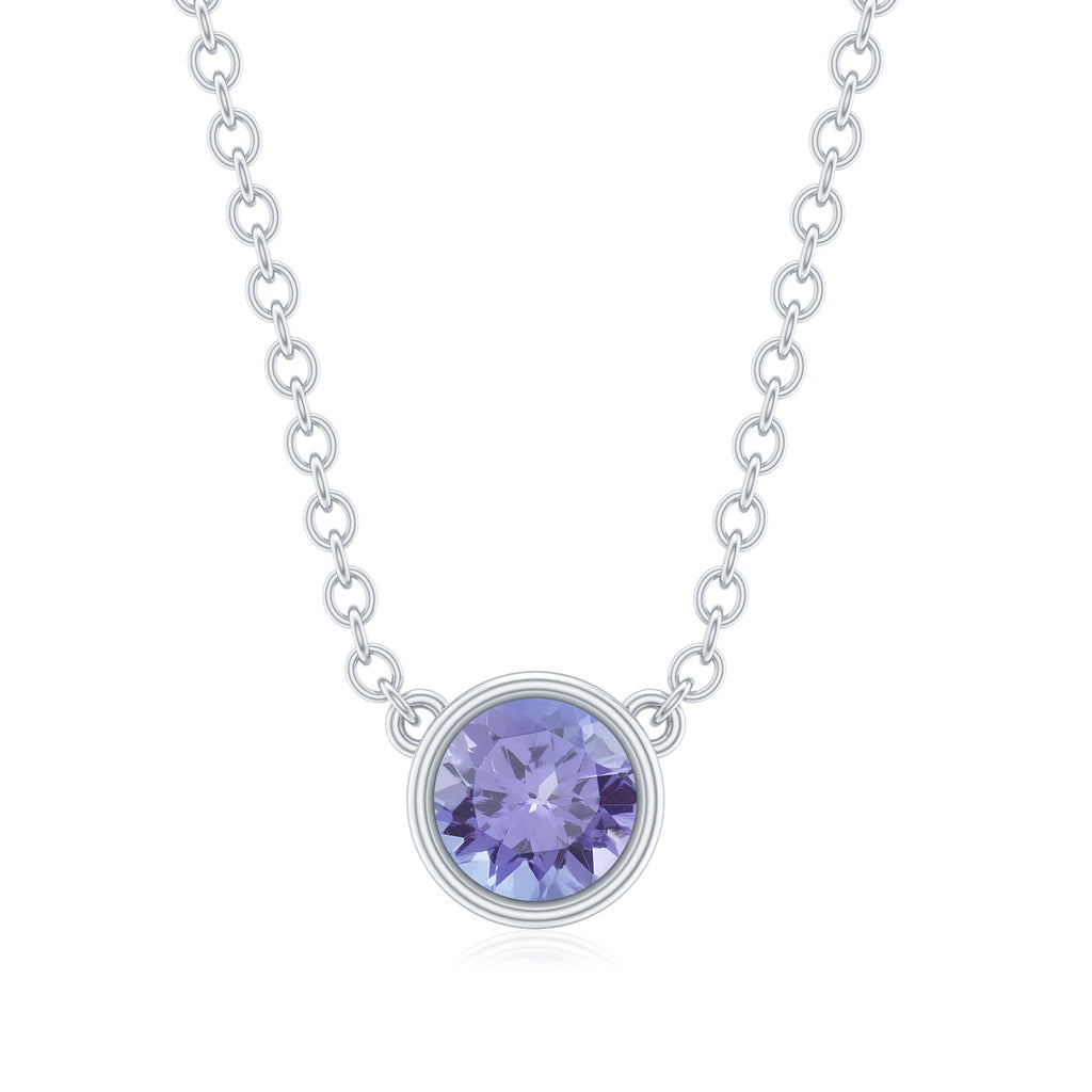 1/2 CT Tanzanite Solitaire Necklace in Bezel Setting