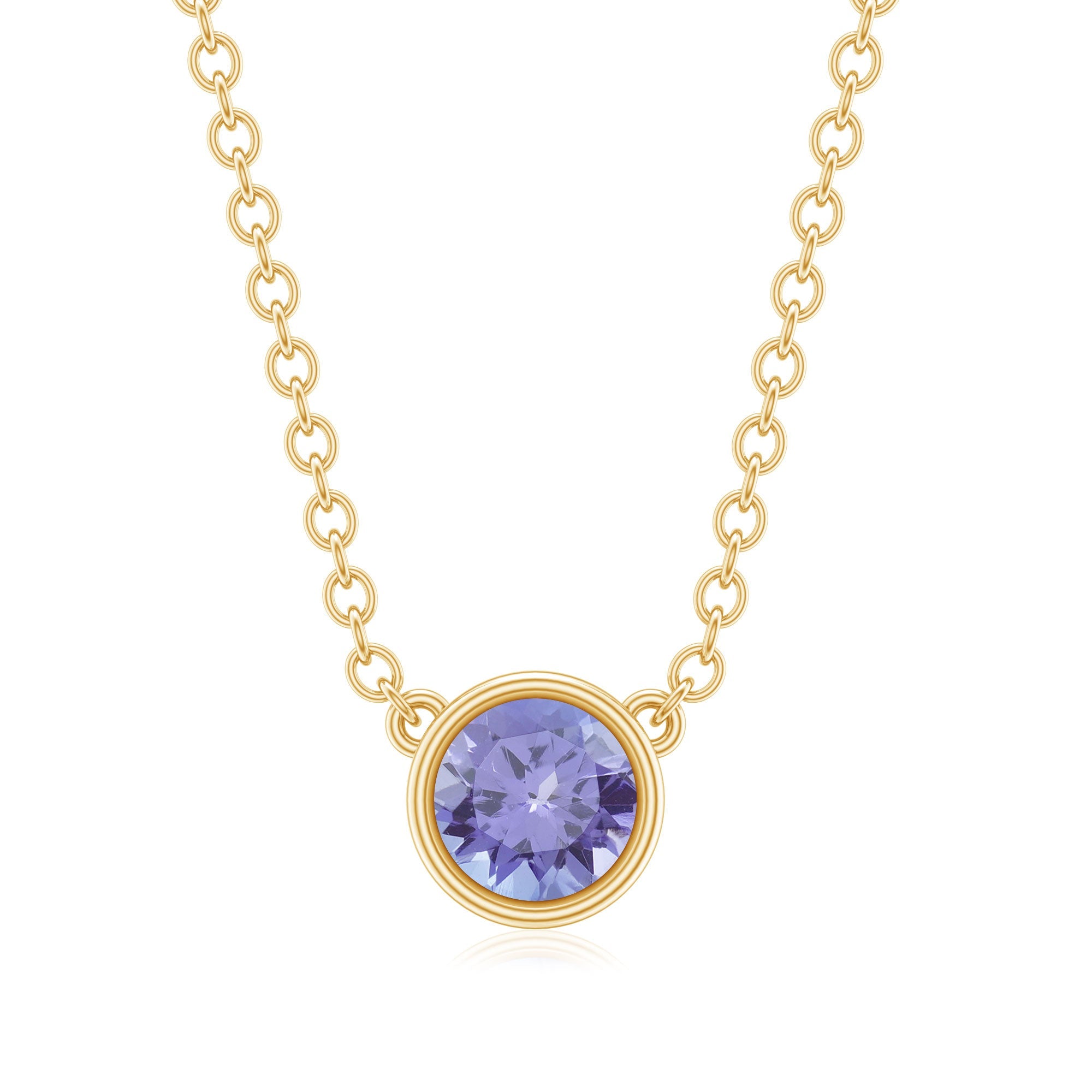 1/2 CT Tanzanite Solitaire Necklace in Bezel Setting