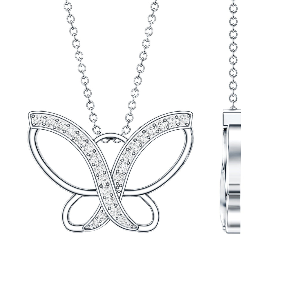Diamond Butterfly Pendant Necklace For Women