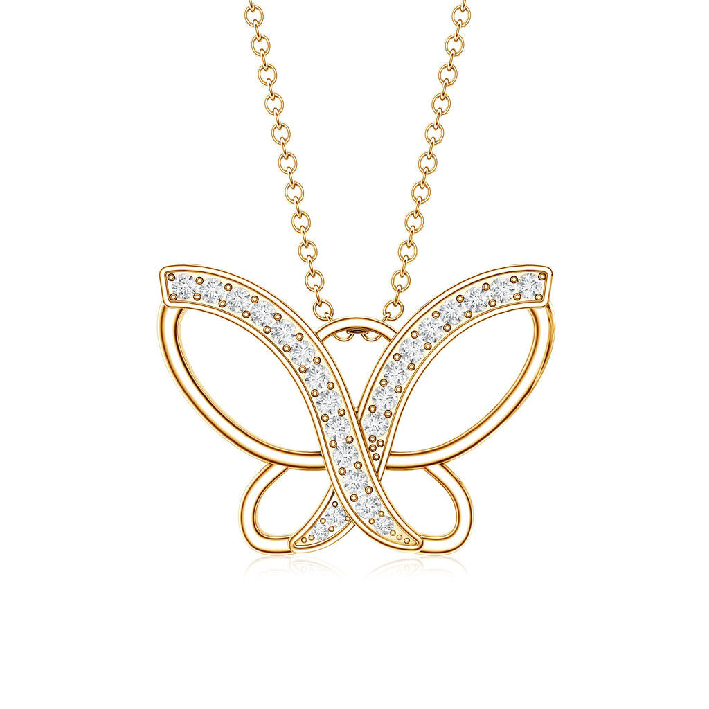 Diamond Butterfly Pendant Necklace For Women