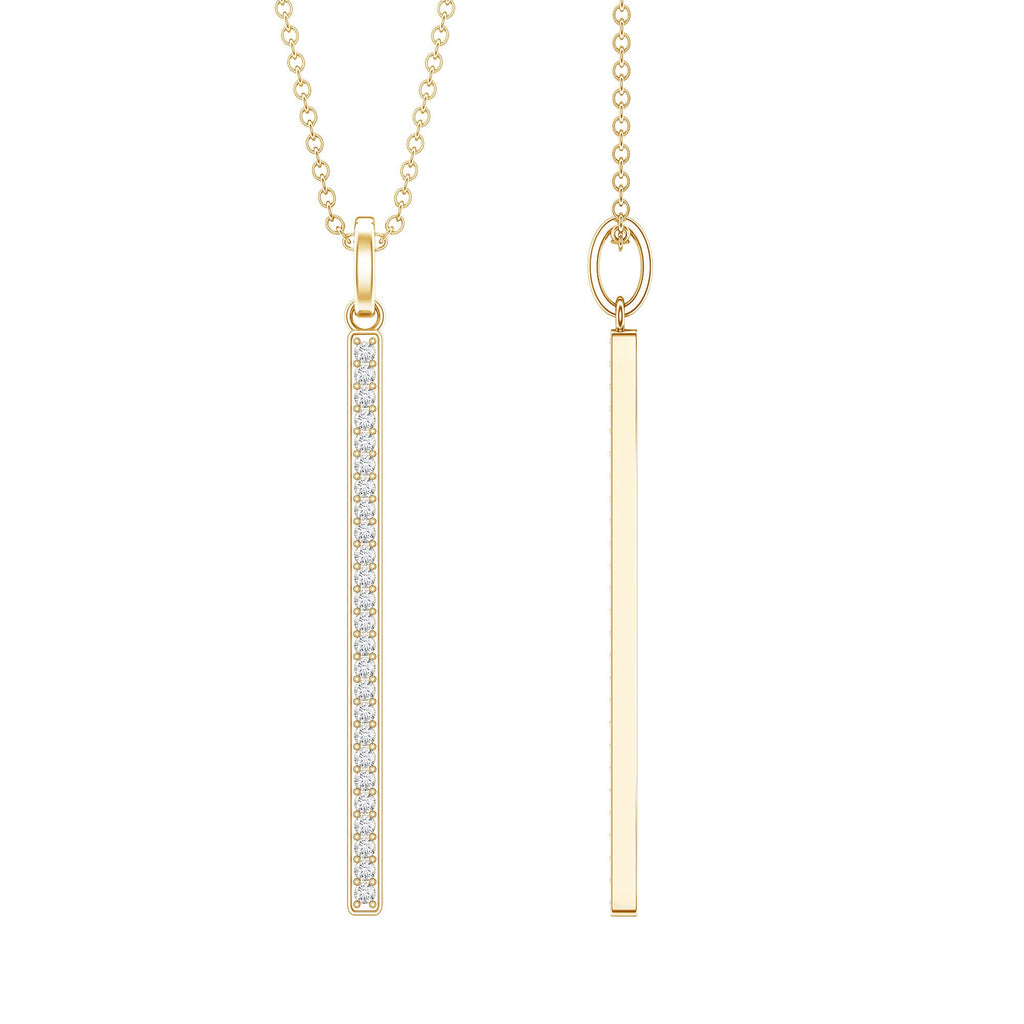 Round Cut Diamond Bar Necklace For Women