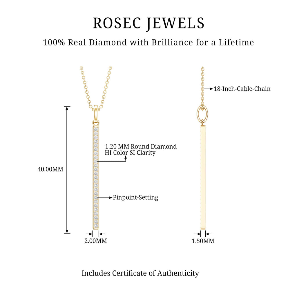 Round Cut Diamond Bar Necklace For Women