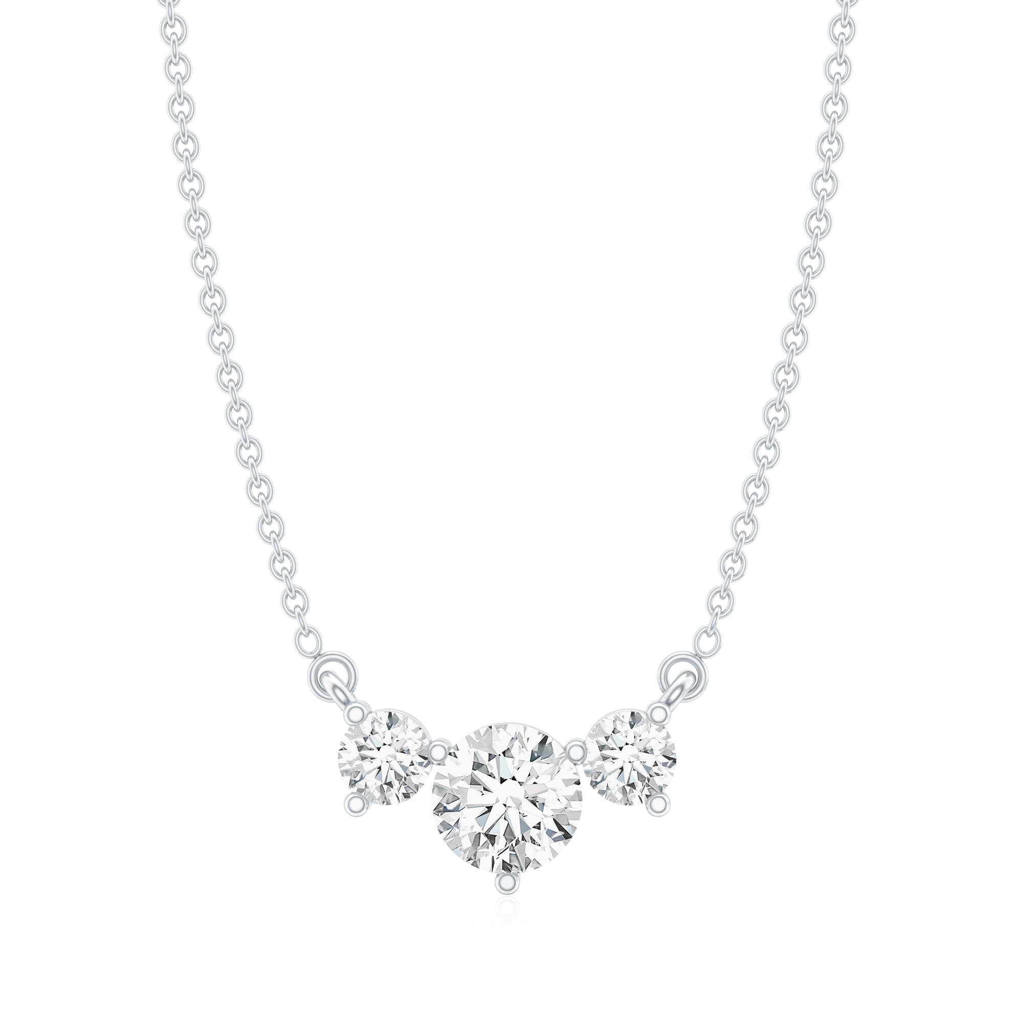 Certified Moissanite Three Stone Stackable Necklace