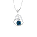 1.3 Carat London Blue Topaz and Diamond Heart Drop Pendant