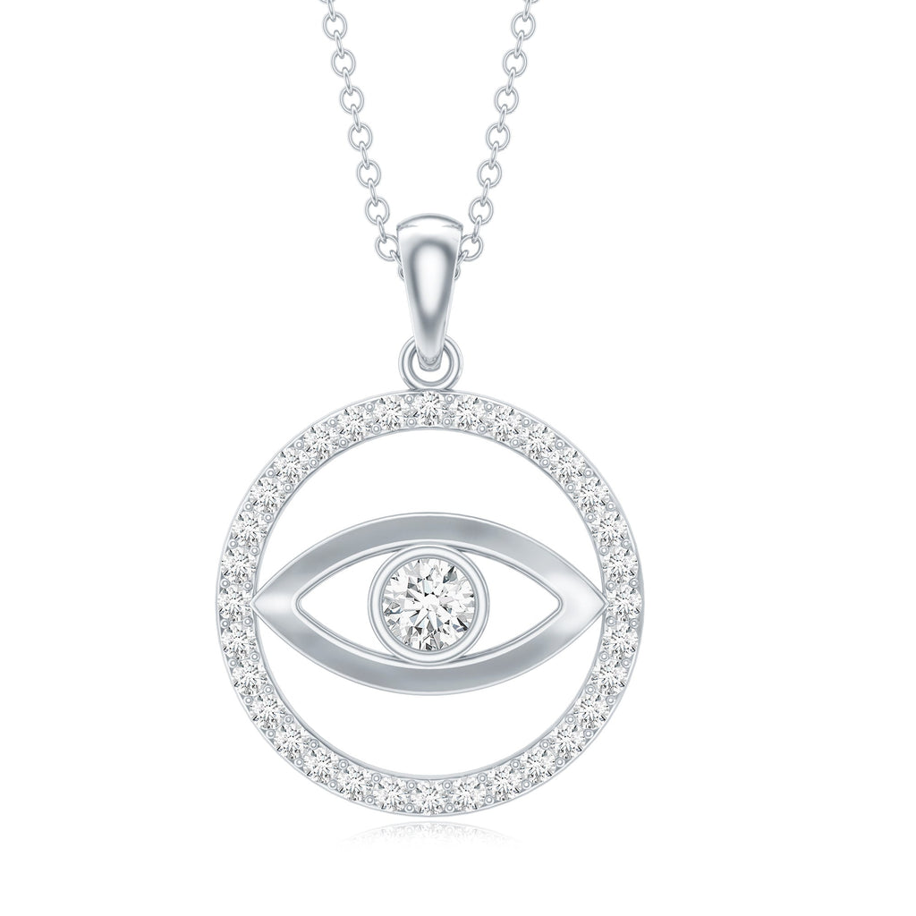 Certified Moissanite Evil Eye Pendant with Eternity