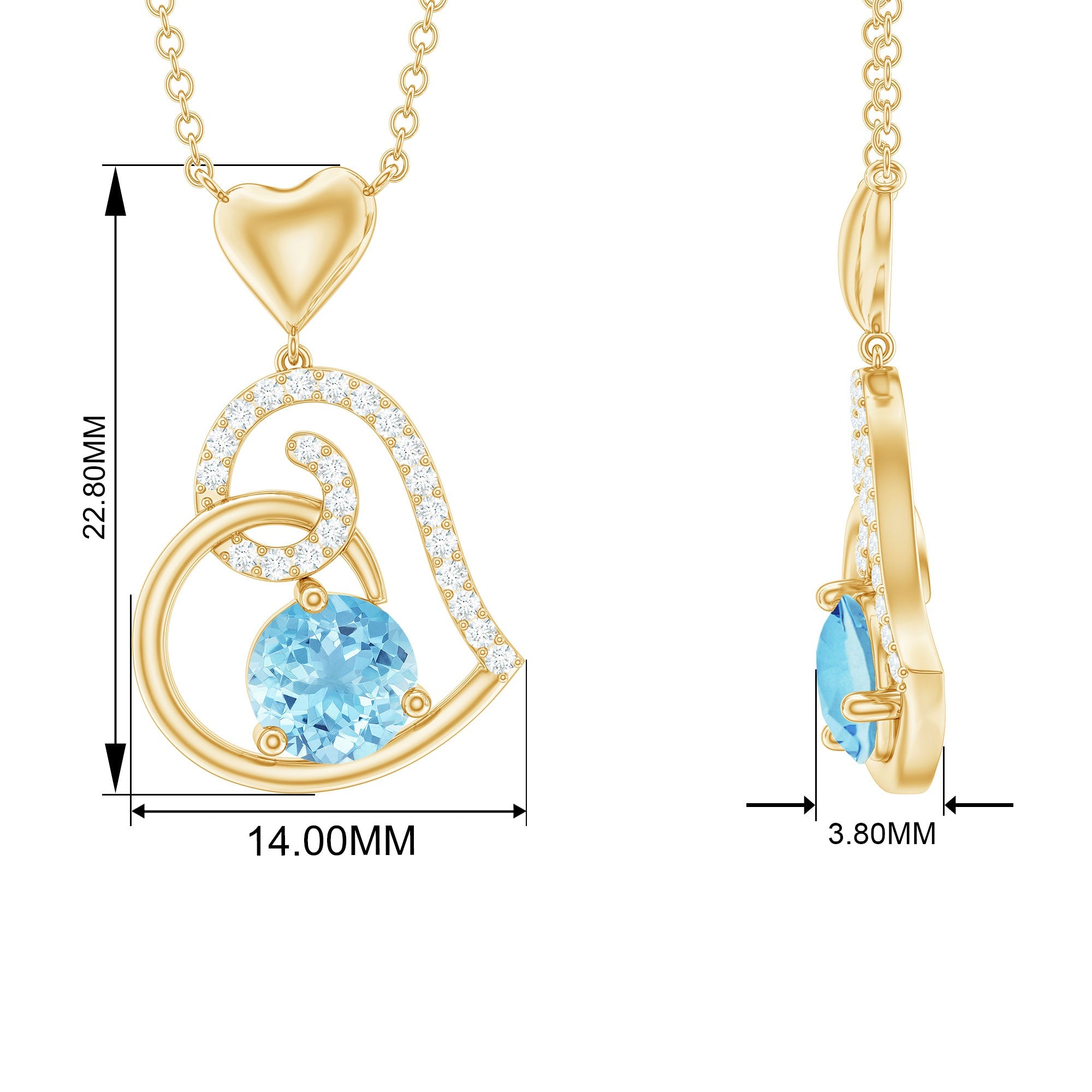 0.8 Carat Aquamarine and Diamond Heart Drop Pendant
