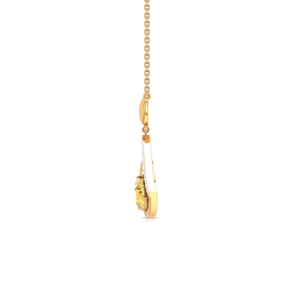 1.2 Carat Citrine and Diamond Heart Drop Pendant
