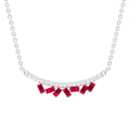 Baguette Cut Ruby Cluster Necklace with Diamond