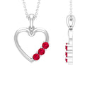 Natural Ruby Open Heart Pendant Necklace for Women