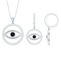 Black Onyx Evil Eye Necklace and Earrings Set with Certificate