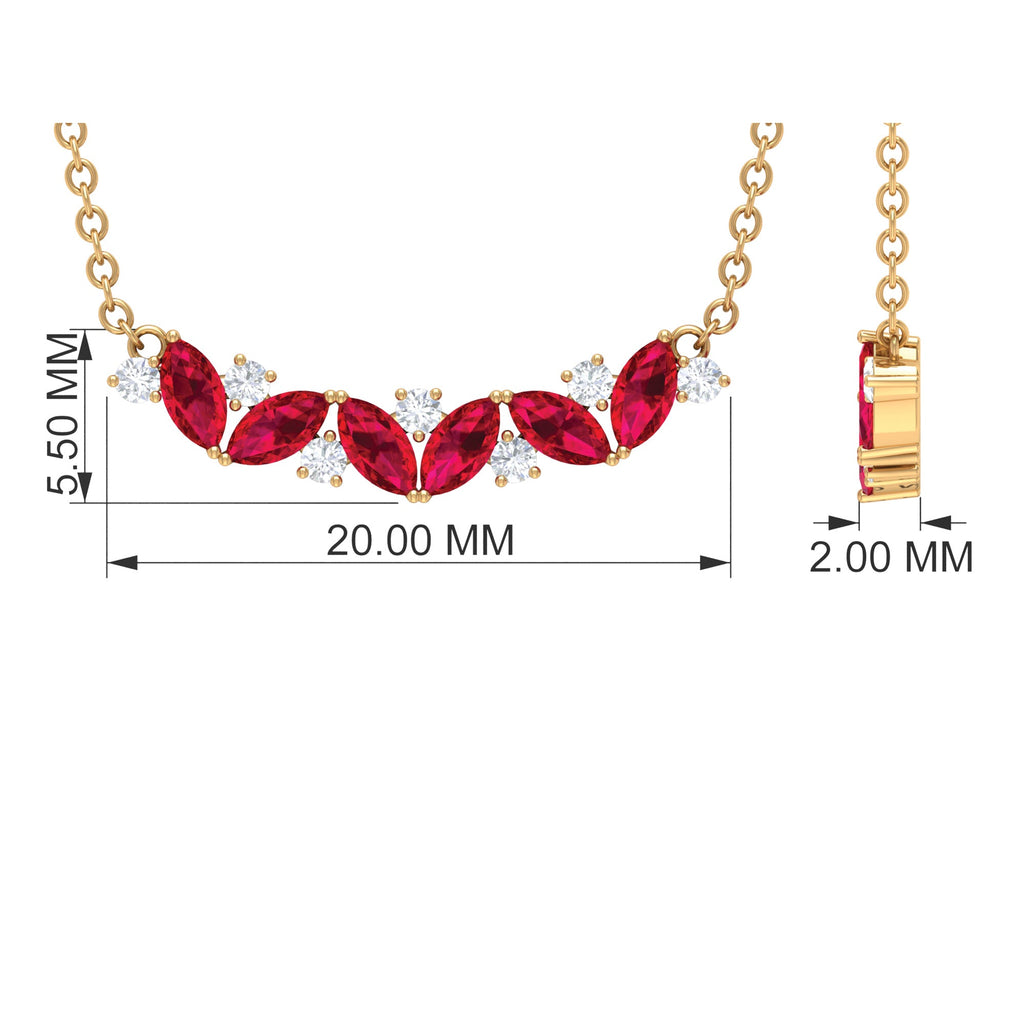 Marquise Cut Ruby and Diamond Stackable Necklace