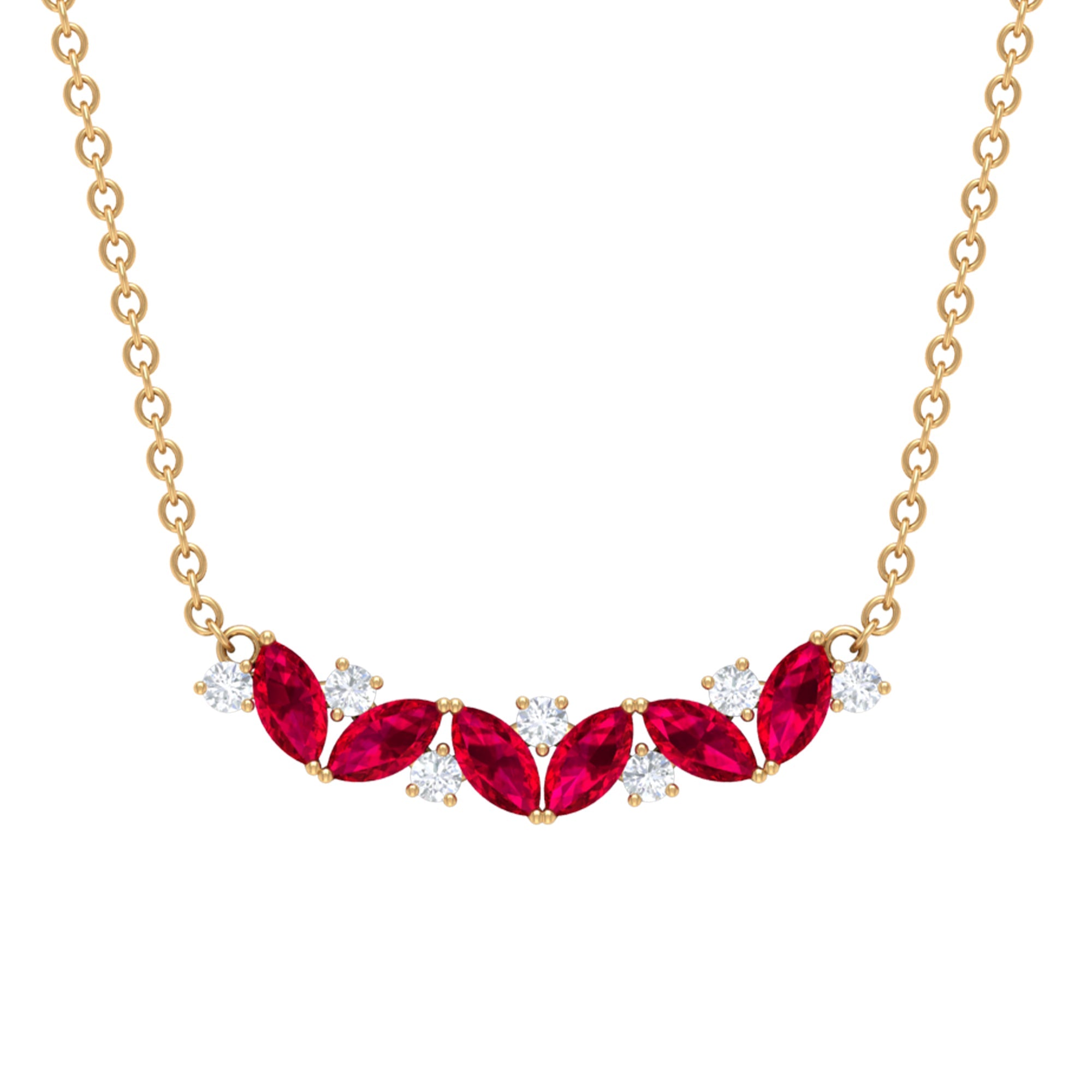 Marquise Cut Ruby and Diamond Stackable Necklace