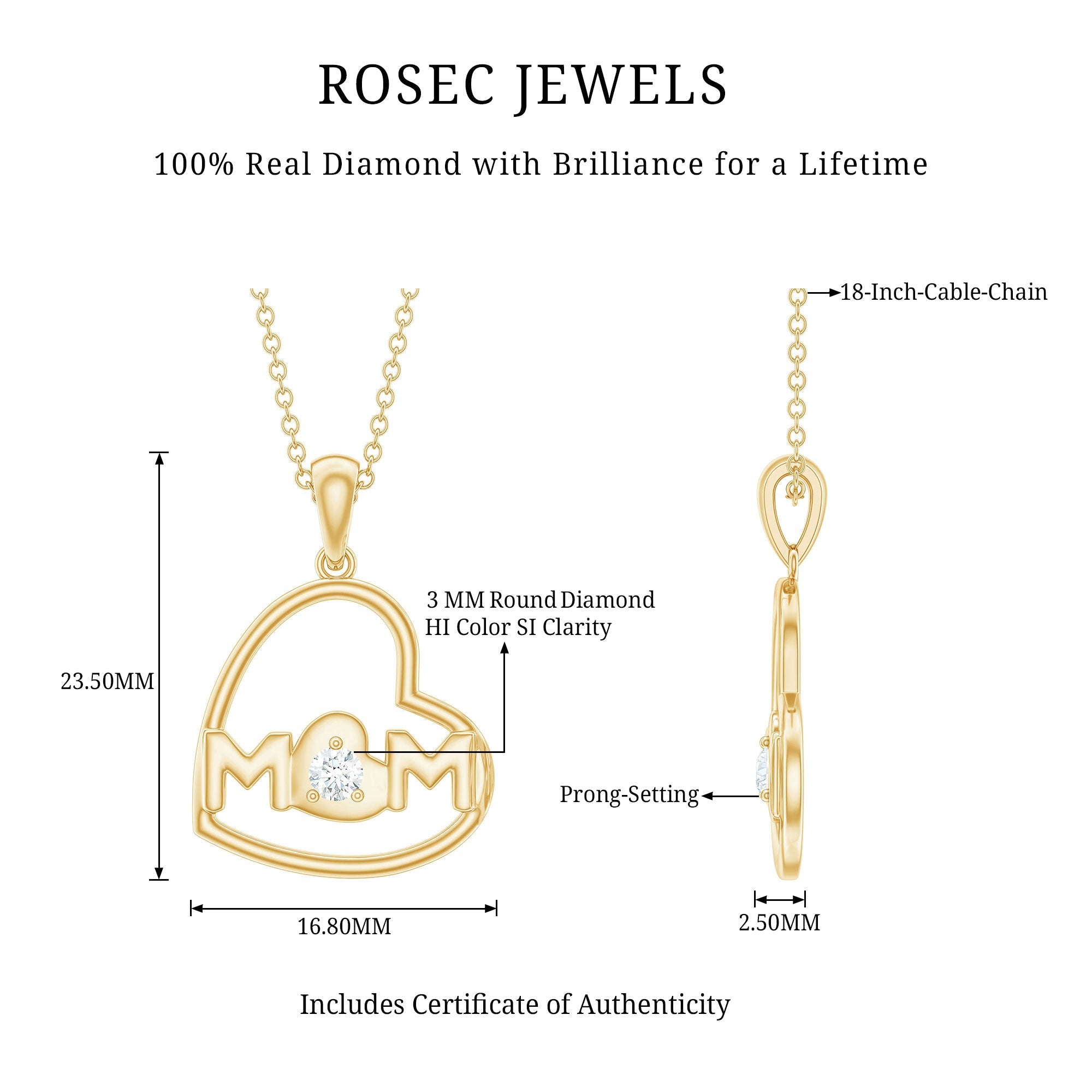 MOM Necklace with Natural Diamond