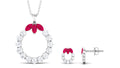 Certified Lab Created Ruby and Moissanite Eternity Necklace and Earrings Set