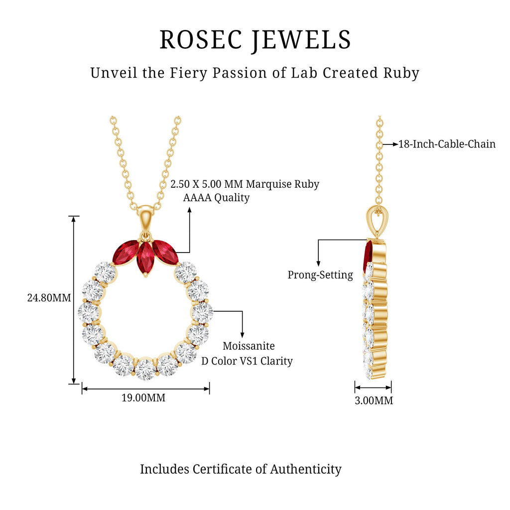 Lab Created Ruby and Moissanite Eternity Pendant Necklace